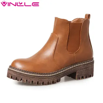 VINLLE 2020 Women Autumn Shoes Ankle Boots Khaki PU leather Square Low Heel Round Toe Ladies Motorcycle Shoes Size 34-43
VINLLE 2020 Women Autumn Shoes Ankle Boots Khaki PU leather Square Low Heel Round Toe Ladies Motorcycle Shoes Size 34-43