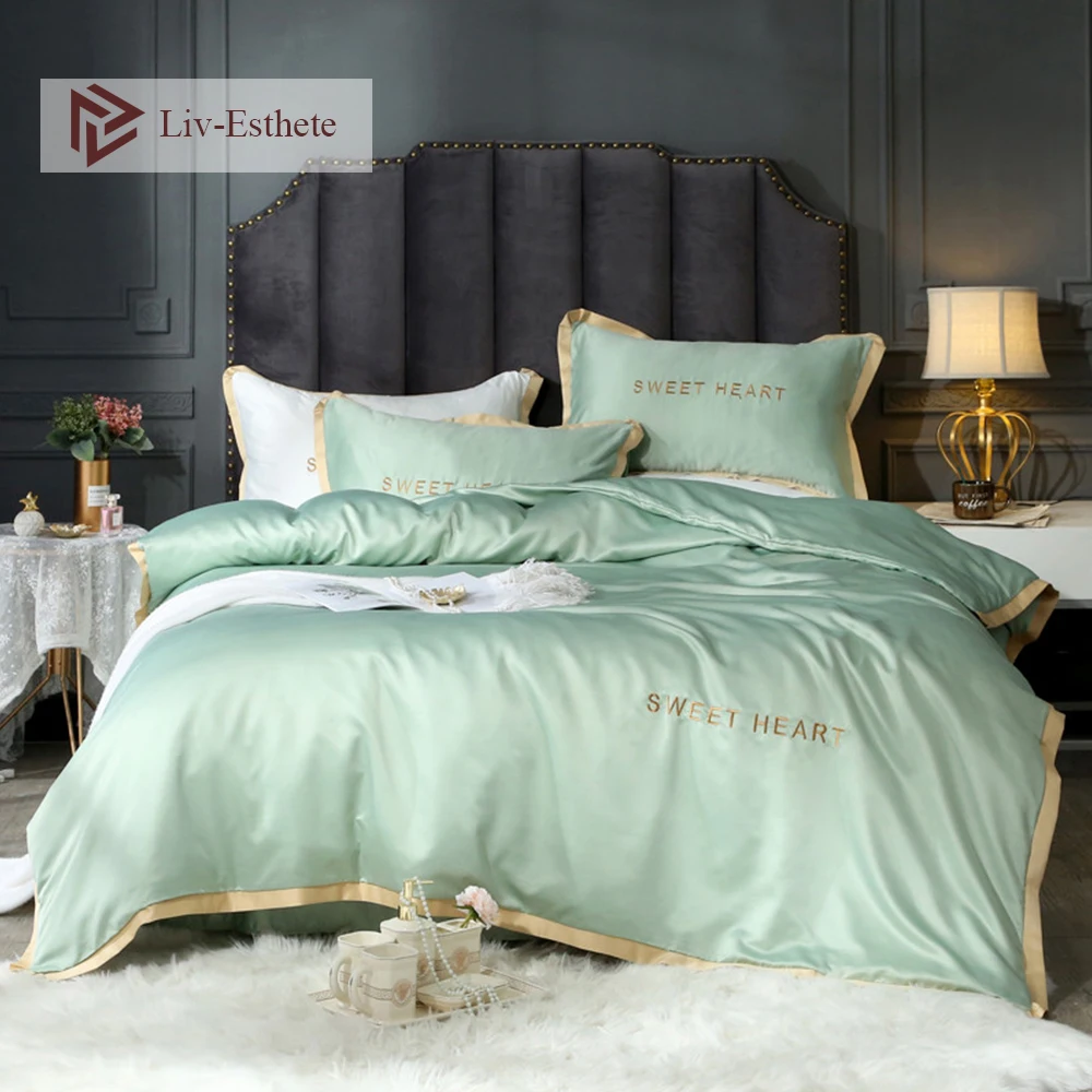 Liv-Esthete 100% Silk Greenn Luxury Bedding Set Embroidery Duvet Cover Flat Sheet Bed Linen Double Queen King For Adult
Liv-Esthete 100% Silk Greenn Luxury Bedding Set Embroidery Duvet Cover Flat Sheet Bed Linen Double Queen King For Adult