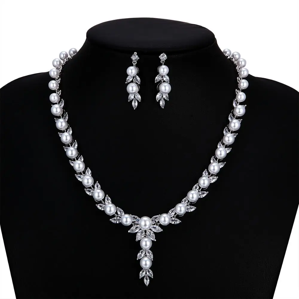 Classic CZ Cubic Zirconia Pearls Bridal Wedding Necklace Earring Set Jewelry Sets for Women Prom Jewelry Accessories CN10248
Classic CZ Cubic Zirconia Pearls Bridal Wedding Necklace Earring Set Jewelry Sets for Women Prom Jewelry Accessories CN10248