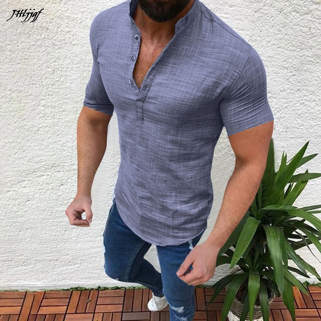 2019 Men Summer Casual Blouse Cotton Linen V Neck Loose Tops Short Sleeve POLO Shirt New Arrival Clothing S-5XL
2019 Men Summer Casual Blouse Cotton Linen V Neck Loose Tops Short Sleeve POLO Shirt New Arrival Clothing S-5XL