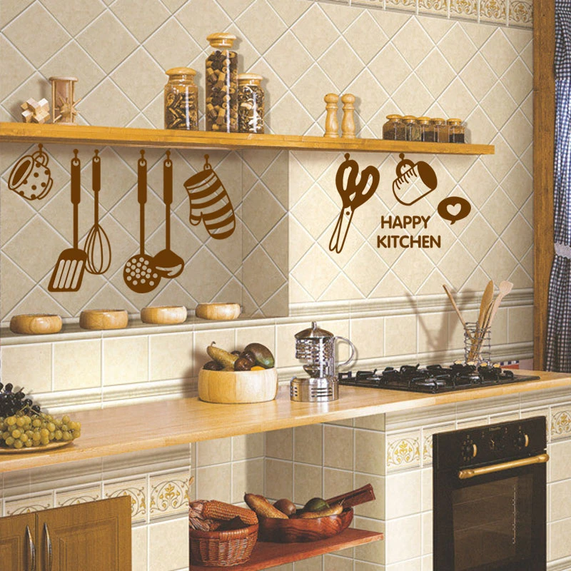 Cook Tool Tableware Happy Kitchen Decorative Wall Stickers Home Decorations For Market Food Store Decor PVC DIY Mural Art Decals
Cook Tool Tableware Happy Kitchen Decorative Wall Stickers Home Decorations For Market Food Store Decor PVC DIY Mural Art Decals