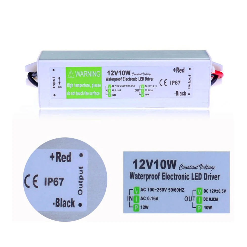 10W AC to DC 12V Waterproof IP67 Electronic Driver outdoor use power supply led strip transformer adapter for underwater light
10W AC to DC 12V Waterproof IP67 Electronic Driver outdoor use power supply led strip transformer adapter for underwater light