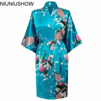 Hot Sale Blue Female Satin Kimono Gown Classic Style Bathrobe Printed Peacock&Floral Sleepwear Size S M L XL XXL XXXL
Hot Sale Blue Female Satin Kimono Gown Classic Style Bathrobe Printed Peacock&Floral Sleepwear Size S M L XL XXL XXXL