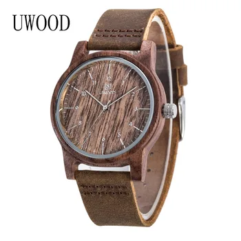 UWOOD Timepiece Watch Men Circular Wooden Quartz Movement with Black Soft Leather Band for Christmas Gift
UWOOD Timepiece Watch Men Circular Wooden Quartz Movement with Black Soft Leather Band for Christmas Gift