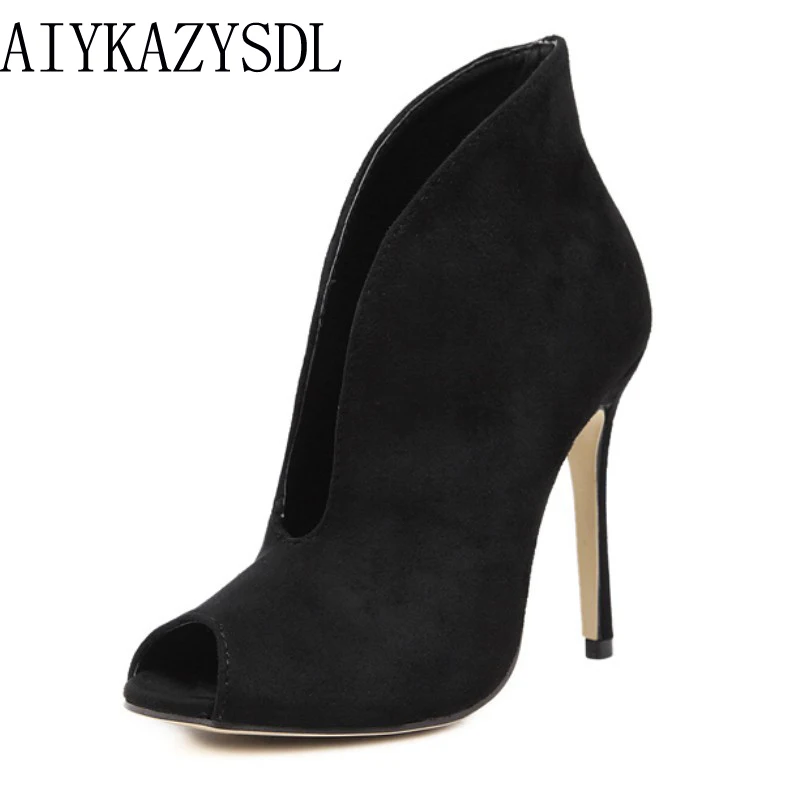 AIYKAZYSDL Pre Spring Fall V Style High Heel Pumps Women Sexy Peep Toe Ankle Boots Sandals All Match Shoes Woman Stilettos
AIYKAZYSDL Pre Spring Fall V Style High Heel Pumps Women Sexy Peep Toe Ankle Boots Sandals All Match Shoes Woman Stilettos