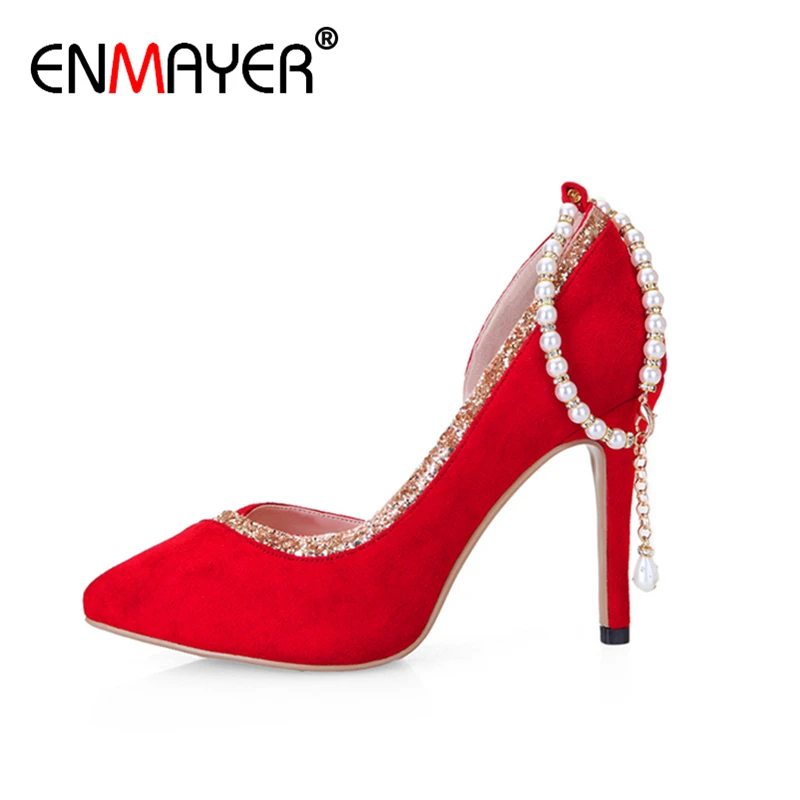ENMAYER Stilleto Super High Heels Pumps Round Toe String Bead Glitter Buckle Strap Shoes Women All-match Sexy Shoes for Lady Red
ENMAYER Stilleto Super High Heels Pumps Round Toe String Bead Glitter Buckle Strap Shoes Women All-match Sexy Shoes for Lady Red