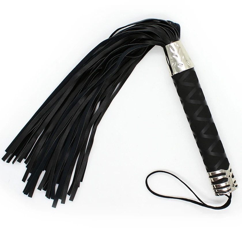 47cm Spanking PU Leather Tassel Sex Whip Slap Ass Strap Beat Lash Flog Tool Fetish Adult Slave SM Game Toy For Couple Men Women