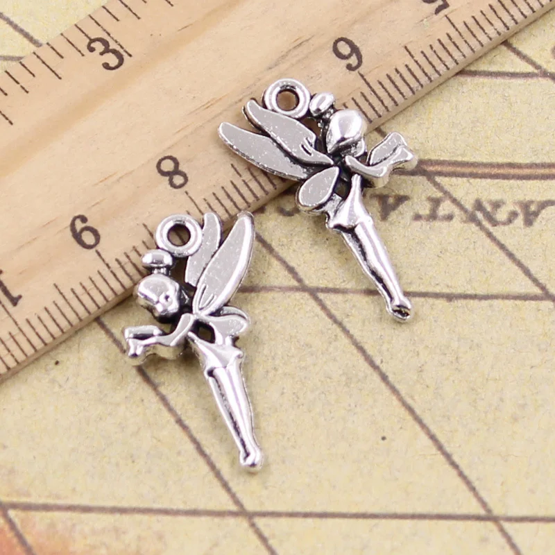 

30pcs Charms Angel Fairy 25x15mm Antique Bronze Silver Color Pendants Making DIY Handmade Tibetan Finding Jewelry