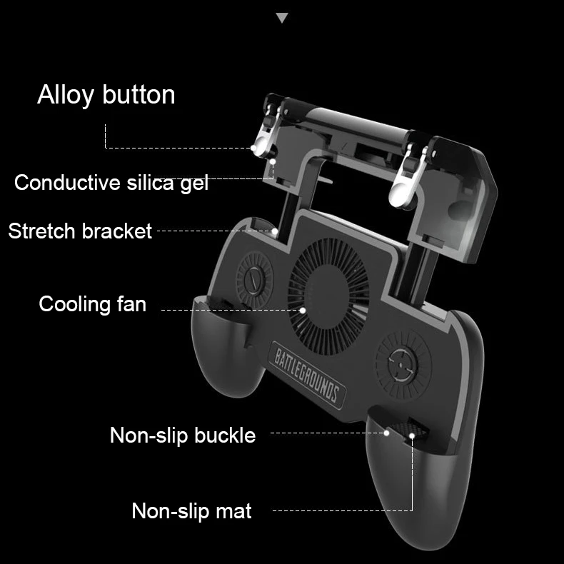 Mobile Phone L1R1 Controller Holder with Cooling Fan Dzhostik for Phone smartphone games triggers for cellular pubg free fire (4)