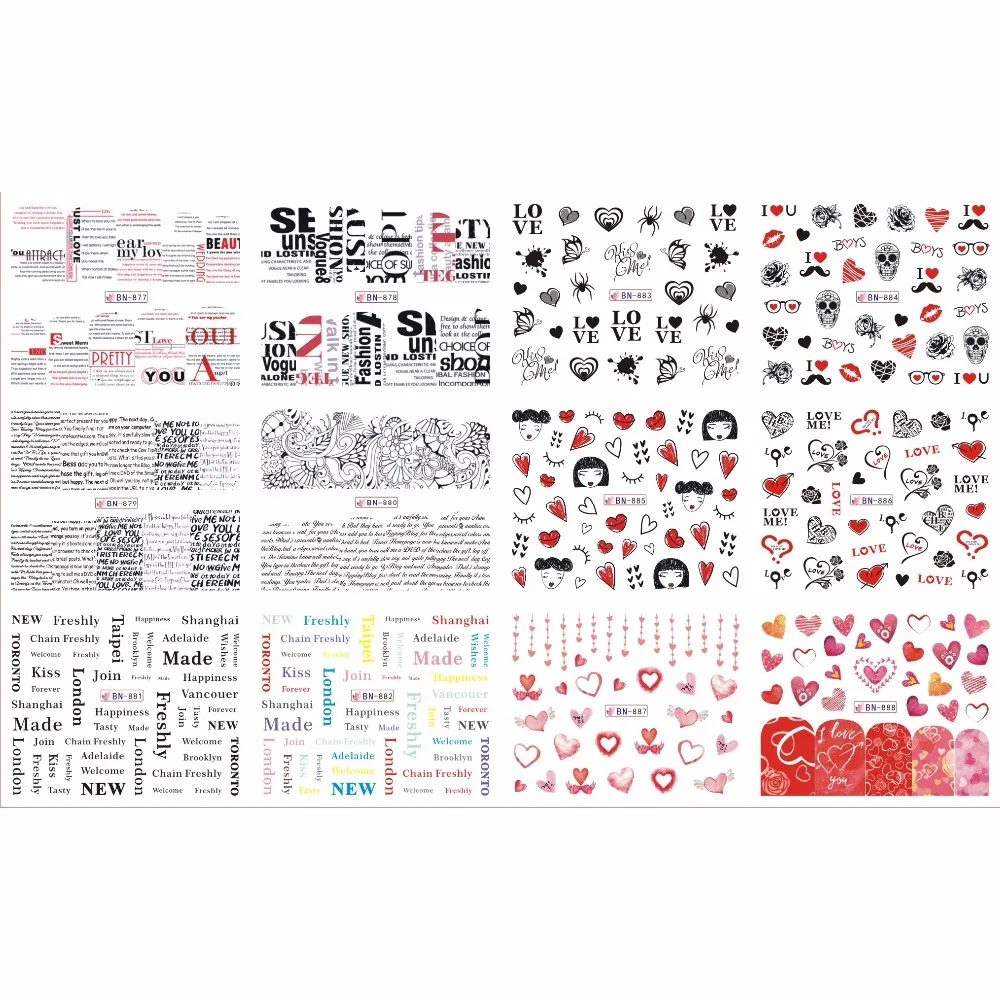UPRETTEGO 12 PACKS / LOT NAIL ART BEAUTY WATER DECAL SLIDER NAIL STICKER LOVE SWEET HEART POEM LETTERS GIRL SPIDER BN877-888
UPRETTEGO 12 PACKS / LOT NAIL ART BEAUTY WATER DECAL SLIDER NAIL STICKER LOVE SWEET HEART POEM LETTERS GIRL SPIDER BN877-888