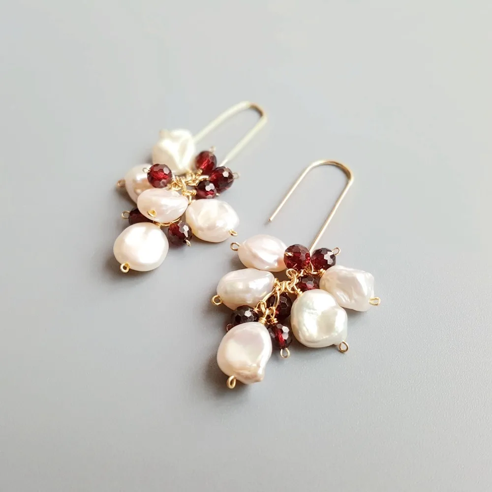 LiiJi Unique Genuine Natural Garnet Baroque Pearl 925 Sterling Silver Handmade Drop Earrings Delicate Jewelry For Women Gift
LiiJi Unique Genuine Natural Garnet Baroque Pearl 925 Sterling Silver Handmade Drop Earrings Delicate Jewelry For Women Gift