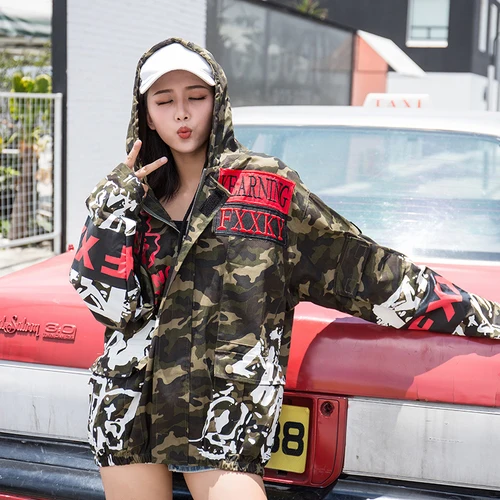 2018 Autumn Korean Loose Camo Jacket Women Loose Casual Zipper Print Bomber Jacket Fashion Outerwear Womens 
2018 Autumn Korean Loose Camo Jacket Women Loose Casual Zipper Print Bomber Jacket Fashion Outerwear Womens
