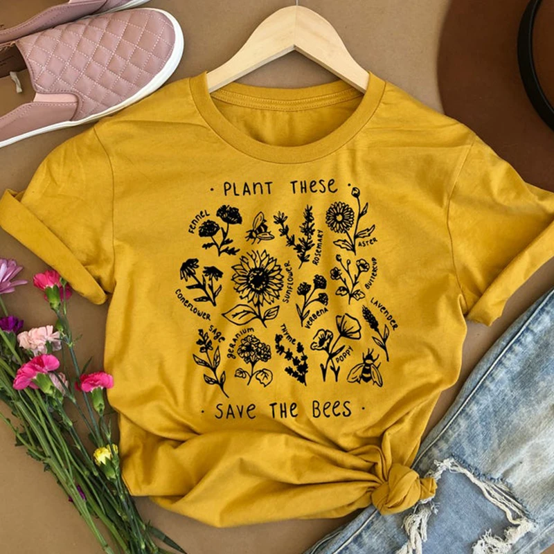 Plant These Save The Bees Summer Woman T-shirts Save The Bee Aesthetic Harajuku Tees Cotton Causal Streetwear Soft Girl Dropship
Plant These Save The Bees Summer Woman T-shirts Save The Bee Aesthetic Harajuku Tees Cotton Causal Streetwear Soft Girl Dropship