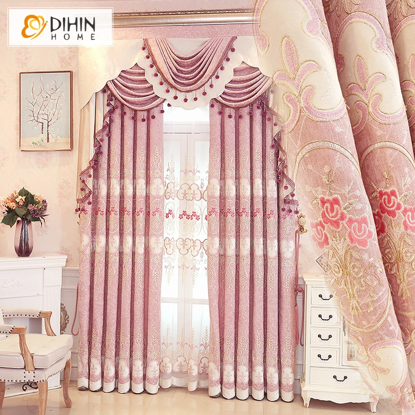 European Royal Valance Pink Color Floral Embroidered Blackout Curtains Customized Window Curtain
European Royal Valance Pink Color Floral Embroidered Blackout Curtains Customized Window Curtain