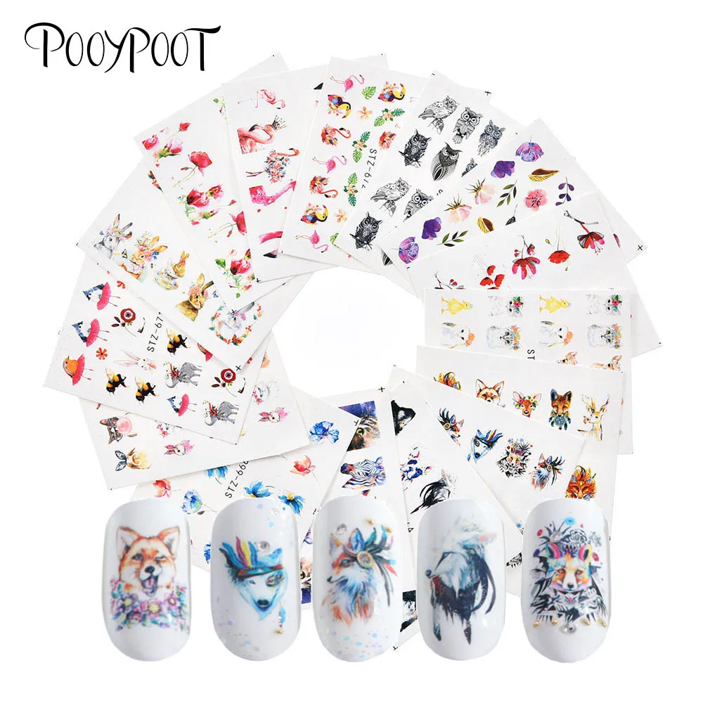 Pooypoot 15/20/24Pcs Nail Art Stickers Watercolor Flower Deer Flamingo Water Decals Nail Transfer Slider Sticker DIY Decorations
Pooypoot 15/20/24Pcs Nail Art Stickers Watercolor Flower Deer Flamingo Water Decals Nail Transfer Slider Sticker DIY Decorations