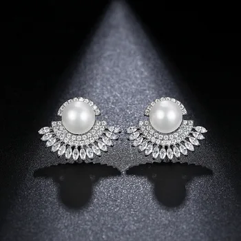 mini size copper base AAA cubic zirconia unique fan shaped Imitation pearls stud earrings for women brincos ear accessories
mini size copper base AAA cubic zirconia unique fan shaped Imitation pearls stud earrings for women brincos ear accessories