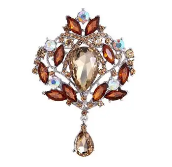 Bronze Plated Large Brown Rhinstone Crystal Water Drop Vintage Bridal Pin Brooch
Bronze Plated Large Brown Rhinstone Crystal Water Drop Vintage Bridal Pin Brooch