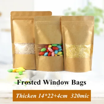 Thicken Kraft Paper Bags Stand Up Kitchen Food Storage Bags Ziplock Matte Rectangle Window Food Grade 14*22+4cm
Thicken Kraft Paper Bags Stand Up Kitchen Food Storage Bags Ziplock Matte Rectangle Window Food Grade 14*22+4cm