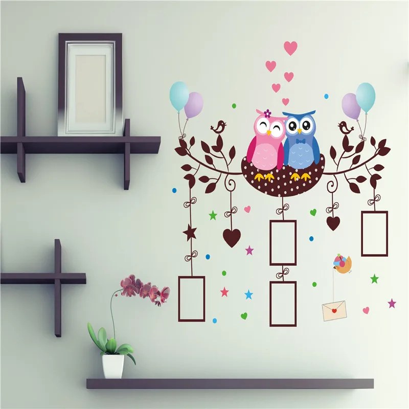 Happy Owls Photo Wall Sticker Cartoon Wallpaper For Baby Bedroom Children Home Decals Diy Adhesive Pvc Decoration Art Posters | Дом и сад