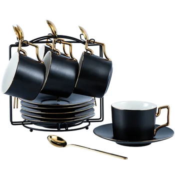 Black Matte Ceramic Cups And Saucers Bone China Coffee Cup Set British Afternoon Black Tea Set Porcelain Teacup With Spoon
Black Matte Ceramic Cups And Saucers Bone China Coffee Cup Set British Afternoon Black Tea Set Porcelain Teacup With Spoon