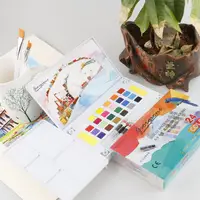 high quality solid body watercolor pigment sets of non-toxic watercolor powder brushes variety of school educational supplies image