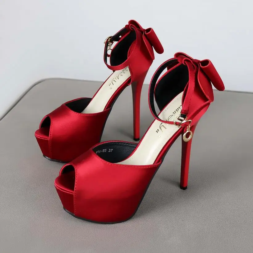 Silk Satin Red Wedding Dress Shoes Women High Heeled Sandals Side Hollow Out Peep Toes Back Bowtie 14cm
Silk Satin Red Wedding Dress Shoes Women High Heeled Sandals Side Hollow Out Peep Toes Back Bowtie 14cm
