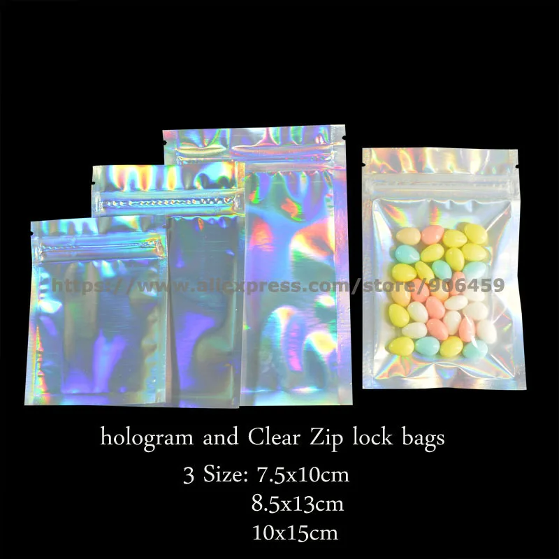 100 Pcs Hologram Foil And Transparent Zip lock Bags Pouch Electronic Accessories Food Candy Gift Lipstick Cosmetics Packaging
100 Pcs Hologram Foil And Transparent Zip lock Bags Pouch Electronic Accessories Food Candy Gift Lipstick Cosmetics Packaging