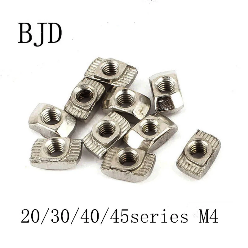 50pcs M4 For 2020/3030/4040/4545 Series Slot T-nut Sliding T Nut Hammer Drop In Nut Fasten Connector 2020 Aluminum Extrusions