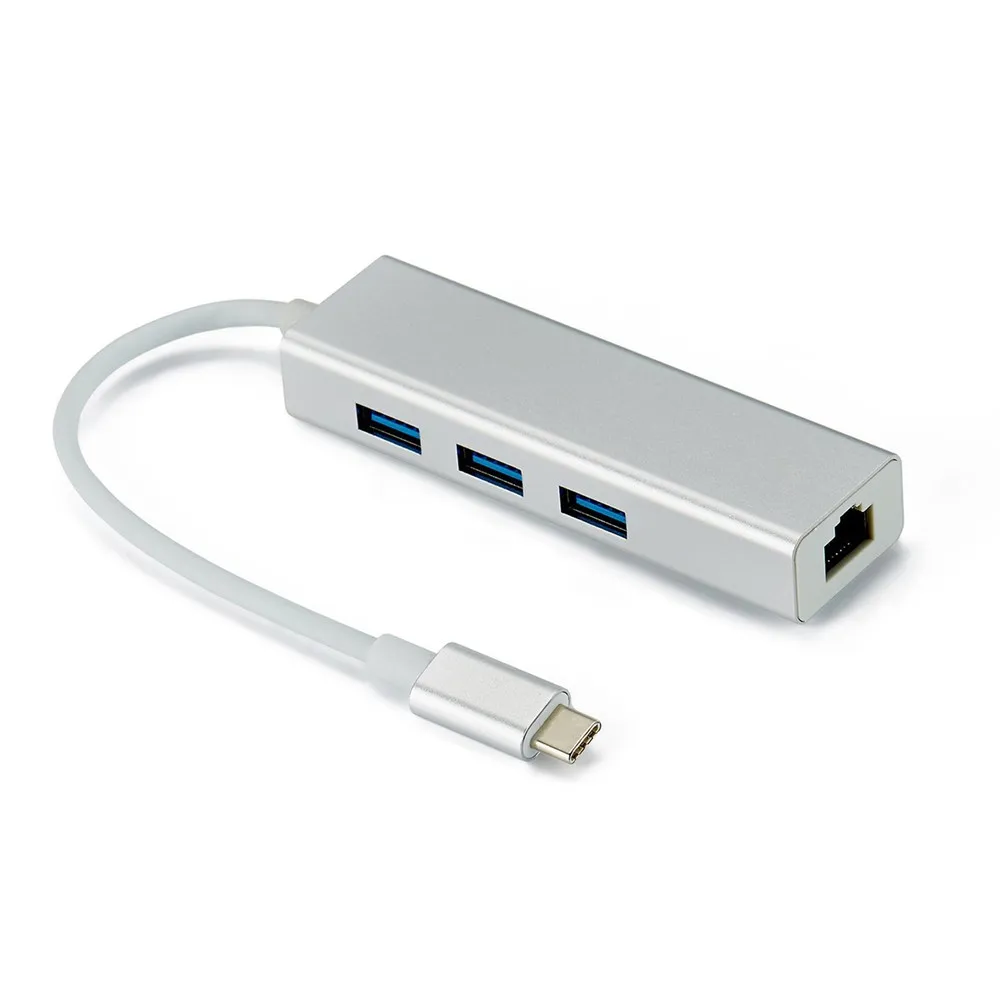 Адаптер Type C для RJ45 Gigabit Ethernet с 3 портами USB 0 Hub ASUS Chromebook HP Dell Acer Macbook Pro Lenovo ноутбука