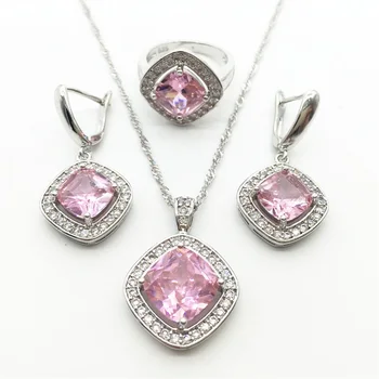 Pink 925 Sterling Silver Jewelry Sets AAA Zircon Necklace Pendant Drop Earrings Rings For Women Free shipping
Pink 925 Sterling Silver Jewelry Sets AAA Zircon Necklace Pendant Drop Earrings Rings For Women Free shipping