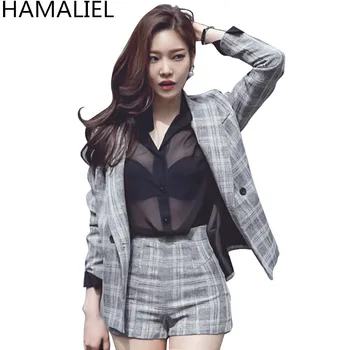 HAMALIEL Business 2 Piece Set Autumn Women Formal Gray Plaid Long Sleeve Turn Down Office Blazer Coat + Mini Work Short Suits
HAMALIEL Business 2 Piece Set Autumn Women Formal Gray Plaid Long Sleeve Turn Down Office Blazer Coat + Mini Work Short Suits