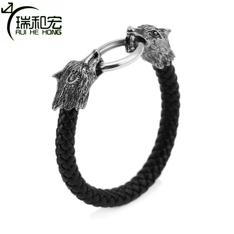 Wolf Totem Alloy Bangle Woven Leather Bracelet Vintage Bracelets & Bangles Men Charm Bracelets Pulseras Hombre Jewelry
Wolf Totem Alloy Bangle Woven Leather Bracelet Vintage Bracelets & Bangles Men Charm Bracelets Pulseras Hombre Jewelry