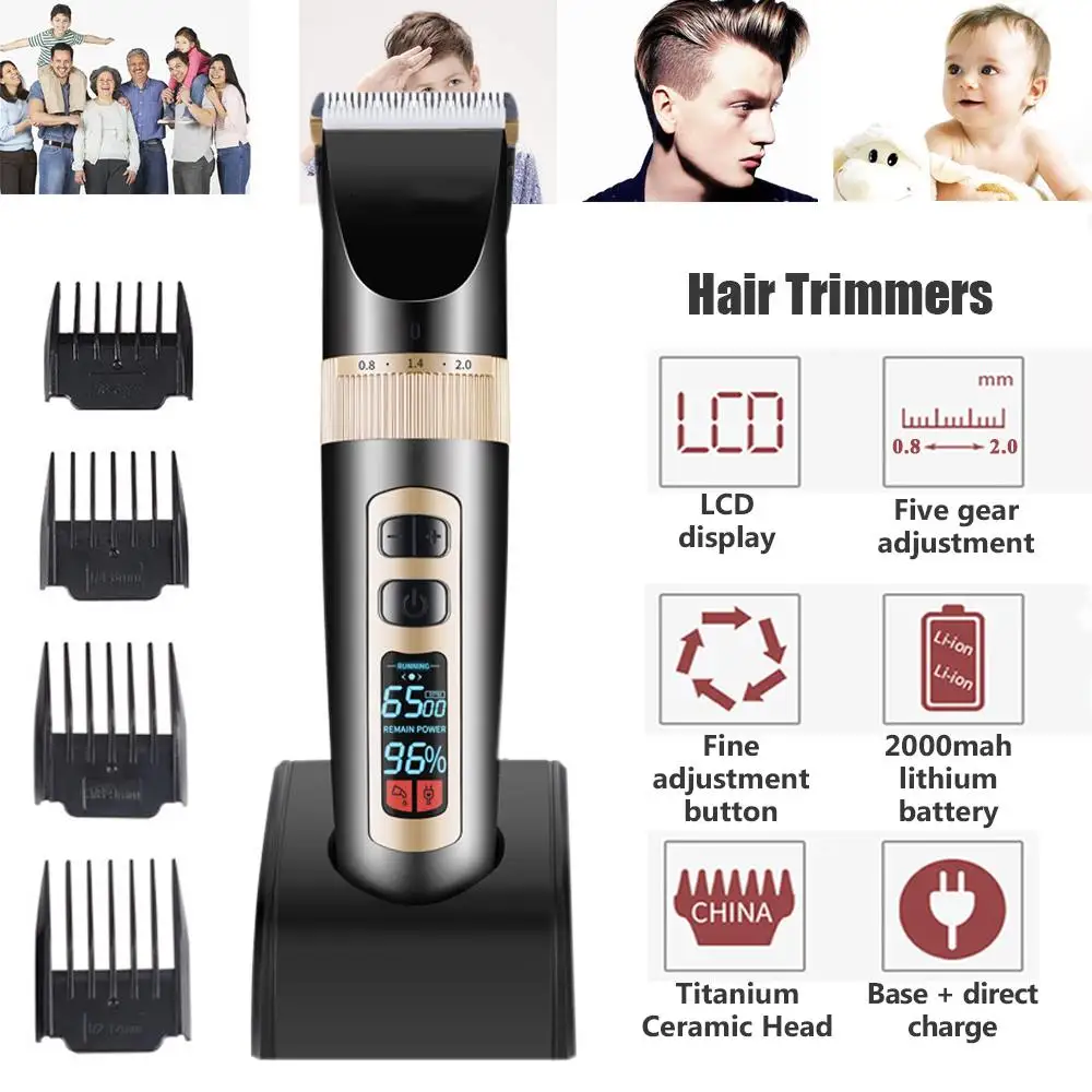 Professional Digital Hair Trimmer Rechargeable Electric Adjustable Hair Clipper Men Haircut Cutting Machine with Charging Base
Professional Digital Hair Trimmer Rechargeable Electric Adjustable Hair Clipper Men Haircut Cutting Machine with Charging Base