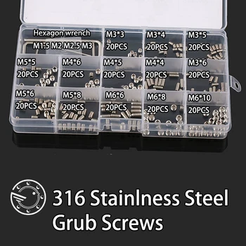 260Pcs M3 M4 M5 M6 316 Stainless Steel Metric Thread Grub Screws Flat Point Hexagon Socket Headless Assortment Kit
260Pcs M3 M4 M5 M6 316 Stainless Steel Metric Thread Grub Screws Flat Point Hexagon Socket Headless Assortment Kit