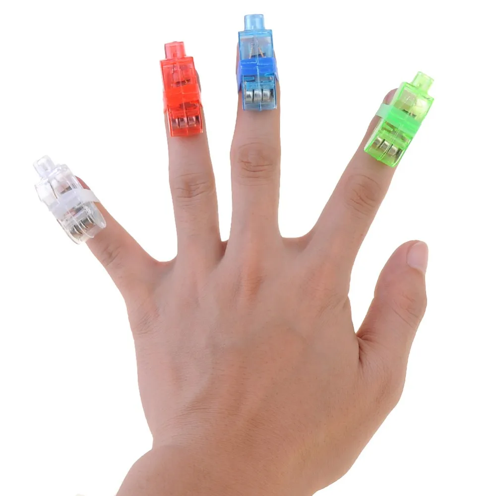 10pcs/Lot 4 colors LED Finger Light Glowing Dazzle Colour Laser Emitting Finger Ring Beam Ring Torch For Wedding Party Christmas
10pcs/Lot 4 colors LED Finger Light Glowing Dazzle Colour Laser Emitting Finger Ring Beam Ring Torch For Wedding Party Christmas