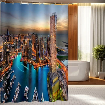 Skyscraper Shower Curtains Mediterranean Sea View Pattern Bathroom Curtain Waterproof Thickened Bath Curtain Customizable
Skyscraper Shower Curtains Mediterranean Sea View Pattern Bathroom Curtain Waterproof Thickened Bath Curtain Customizable