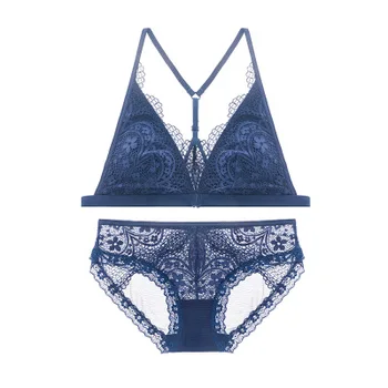 women lingerie New triangle cup thin section no steel ring bra set Crochet flower sexy front buckle lace bra Y type beauty back
women lingerie New triangle cup thin section no steel ring bra set Crochet flower sexy front buckle lace bra Y type beauty back