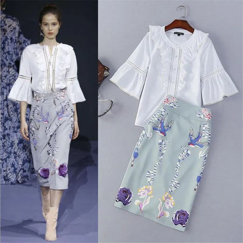 Elegante Women Summer Suit White Tops + Print Skirts Two Pieces Size Office Wear Female Fashion 2 Pieces Sets For Work A3545
Elegante Women Summer Suit White Tops + Print Skirts Two Pieces Size Office Wear Female Fashion 2 Pieces Sets For Work A3545