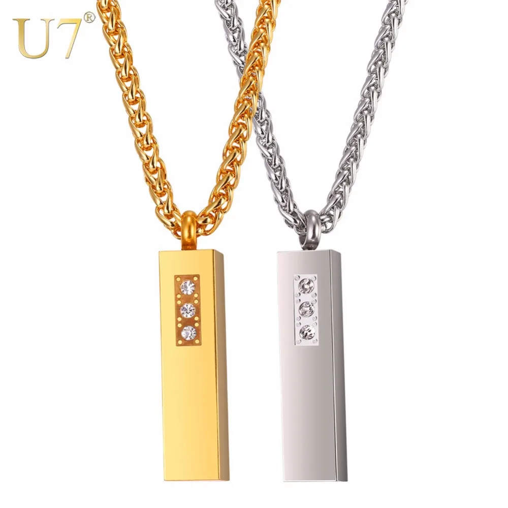 U7 Necklace Stainless Steel Minimalist Perfume Cuboid DIY Pendant&Chain With Rhinestone Gold Color Women Jewelry Necklaces P1149
U7 Necklace Stainless Steel Minimalist Perfume Cuboid DIY Pendant&Chain With Rhinestone Gold Color Women Jewelry Necklaces P1149