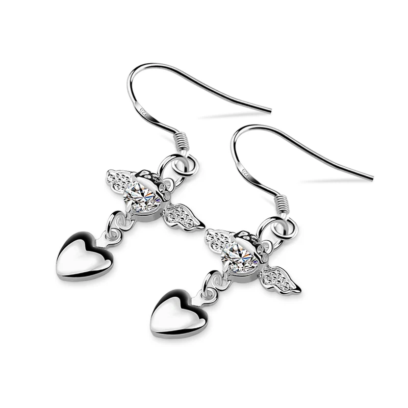 Girl Fashion Jewelry 925 Sterling Silver Earrings Angel Heart Pendant Design Solid Silver Earrings Not Allergic free shipping
Girl Fashion Jewelry 925 Sterling Silver Earrings Angel Heart Pendant Design Solid Silver Earrings Not Allergic free shipping