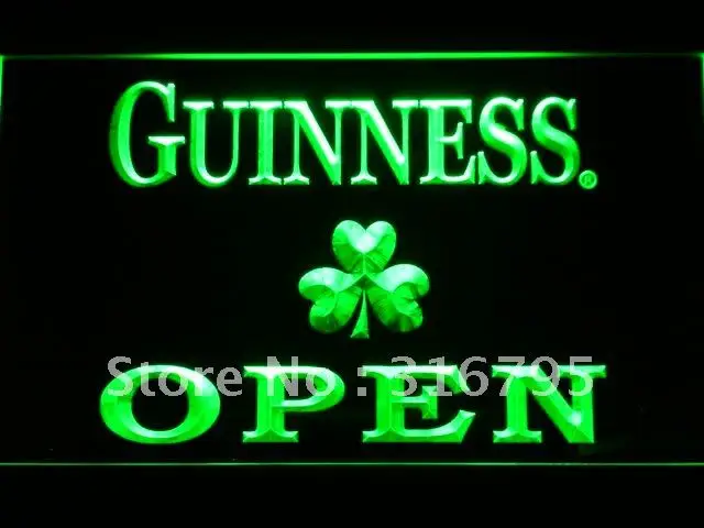 046 Guinness Shamrock открытые светодиодные неоновые световые вывески с переключателем