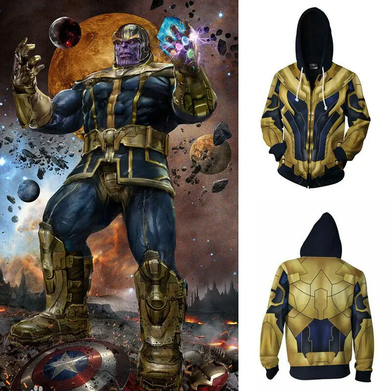 The Avengers 4 ENDGAME Thanos Zip Hoodie Costume Casual Hooded 3D Jacket Fashion Sweatshirt Cosplay Coat Cos
The Avengers 4 ENDGAME Thanos Zip Hoodie Costume Casual Hooded 3D Jacket Fashion Sweatshirt Cosplay Coat Cos