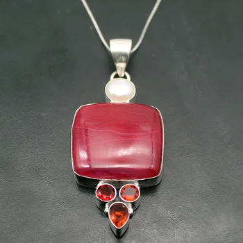 Natural Red Garnet Pearl Botswana Agate925 Sterling Silver Color Charms Necklaces Pendants 75mm TF1082
Natural Red Garnet Pearl Botswana Agate925 Sterling Silver Color Charms Necklaces Pendants 75mm TF1082