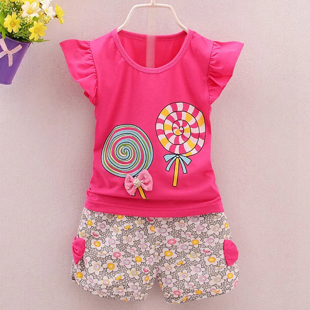 Hot Sale Fashion 2PCS Children's Set Toddler Kids Baby Girls Outfits Lolly T-shirt Tops+Short Pants Clothes Set baby clothes@27
Hot Sale Fashion 2PCS Children's Set Toddler Kids Baby Girls Outfits Lolly T-shirt Tops+Short Pants Clothes Set baby clothes@27