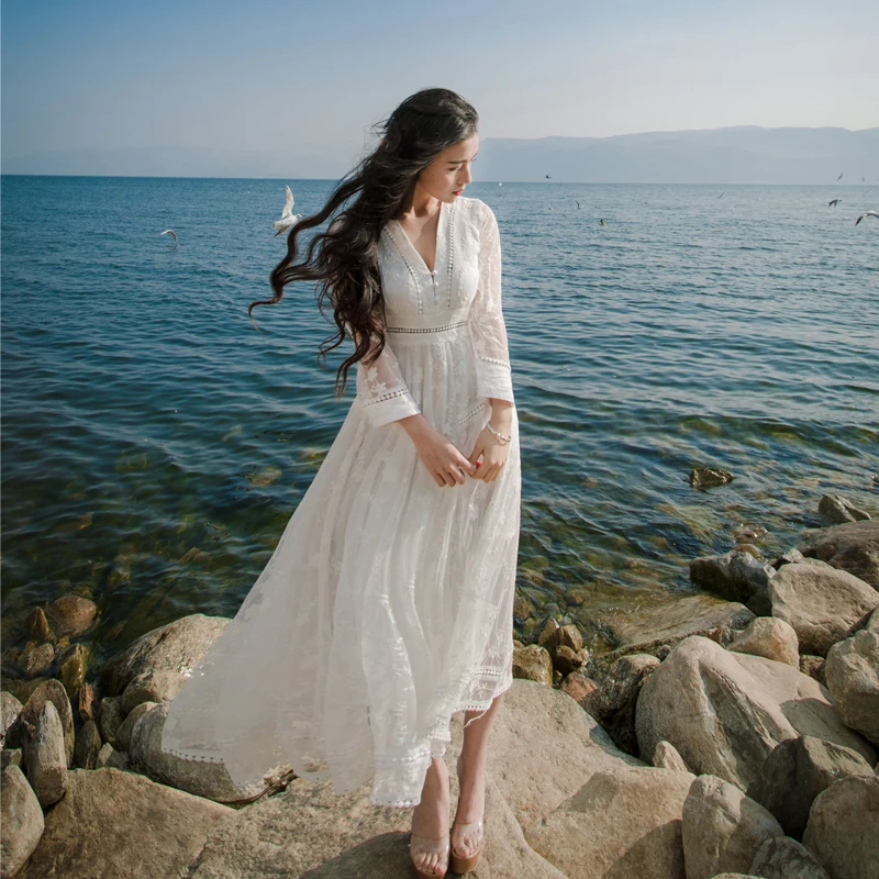 White Lace Long Dresses Sexy Wrisit Sleeves Dress Women New Arrival 2019 Floral Embroidery Maxi Dress Vestido Renda Ropa Mujer
White Lace Long Dresses Sexy Wrisit Sleeves Dress Women New Arrival 2019 Floral Embroidery Maxi Dress Vestido Renda Ropa Mujer