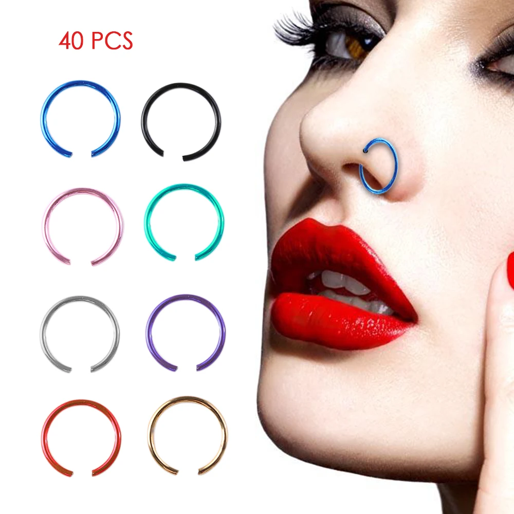 40 PCS/Pack Sexy Fake Nose Ring Circle Clip On Nose Hoop Body Jewelry Non Piercing Unisex Non Piercing
40 PCS/Pack Sexy Fake Nose Ring Circle Clip On Nose Hoop Body Jewelry Non Piercing Unisex Non Piercing