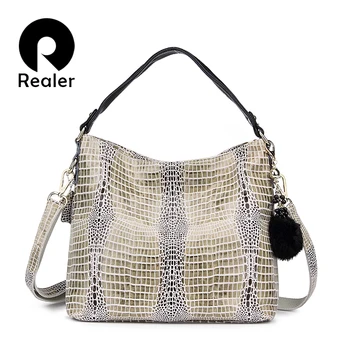 REALER ladies handbag genuine leather tote bag female messenger bag women's big shoulder bag hobo with serpentine prints Black
REALER ladies handbag genuine leather tote bag female messenger bag women's big shoulder bag hobo with serpentine prints Black