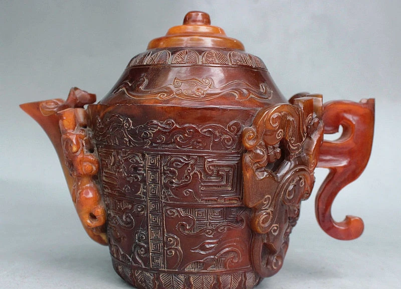 8" Old China Royal Ox horn Auspicious Beast Unicorn Beast Wine Pot Teapot Flagon
8" Old China Royal Ox horn Auspicious Beast Unicorn Beast Wine Pot Teapot Flagon