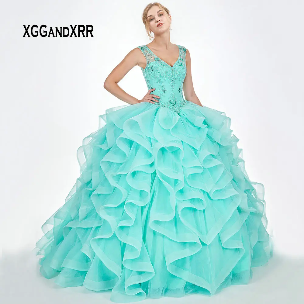 Elegant V Neck Ball Gown Quinceanera Dresses For 16 15 Years Luxury Heavy Beading Long Prom Party Gown Blue Sweet Dress
Elegant V Neck Ball Gown Quinceanera Dresses For 16 15 Years Luxury Heavy Beading Long Prom Party Gown Blue Sweet Dress