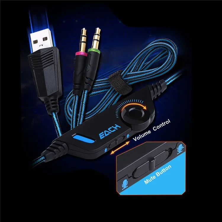 Gaming Headphone Kotion EACH G2000 Stereo Game Headsets cesque with Microphone LED Light for Computer PC Gamer fone de ouvido